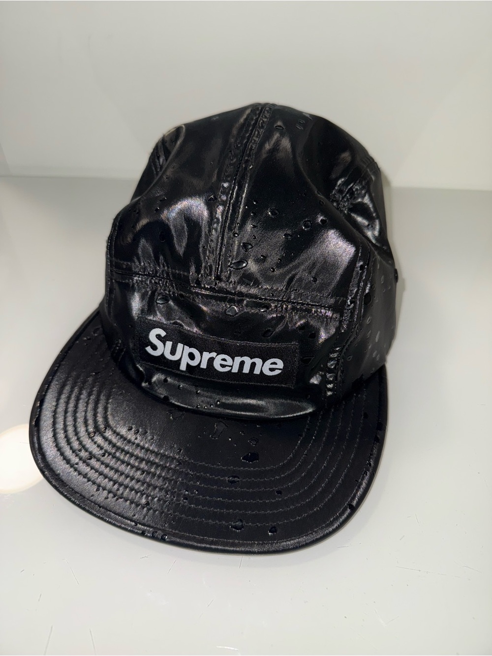 Supreme Black Shiny Water Drops 5-Panel Cap - Picture 3 of 14